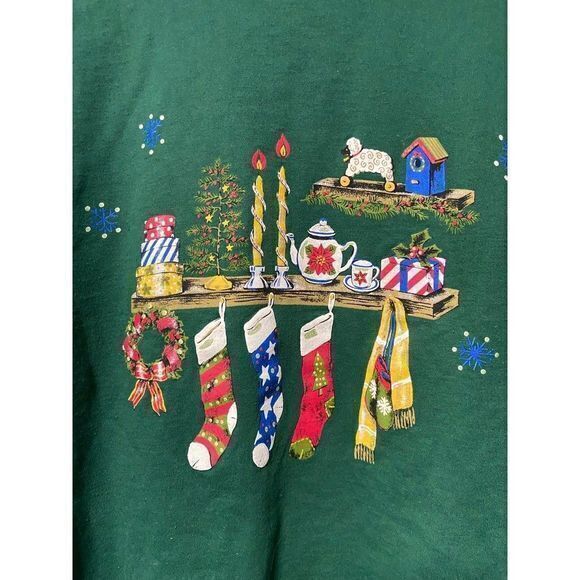 Vintage Basic Editions Women's Green Christmas Holiday Sweater Size Medium - Picture 2 of 8